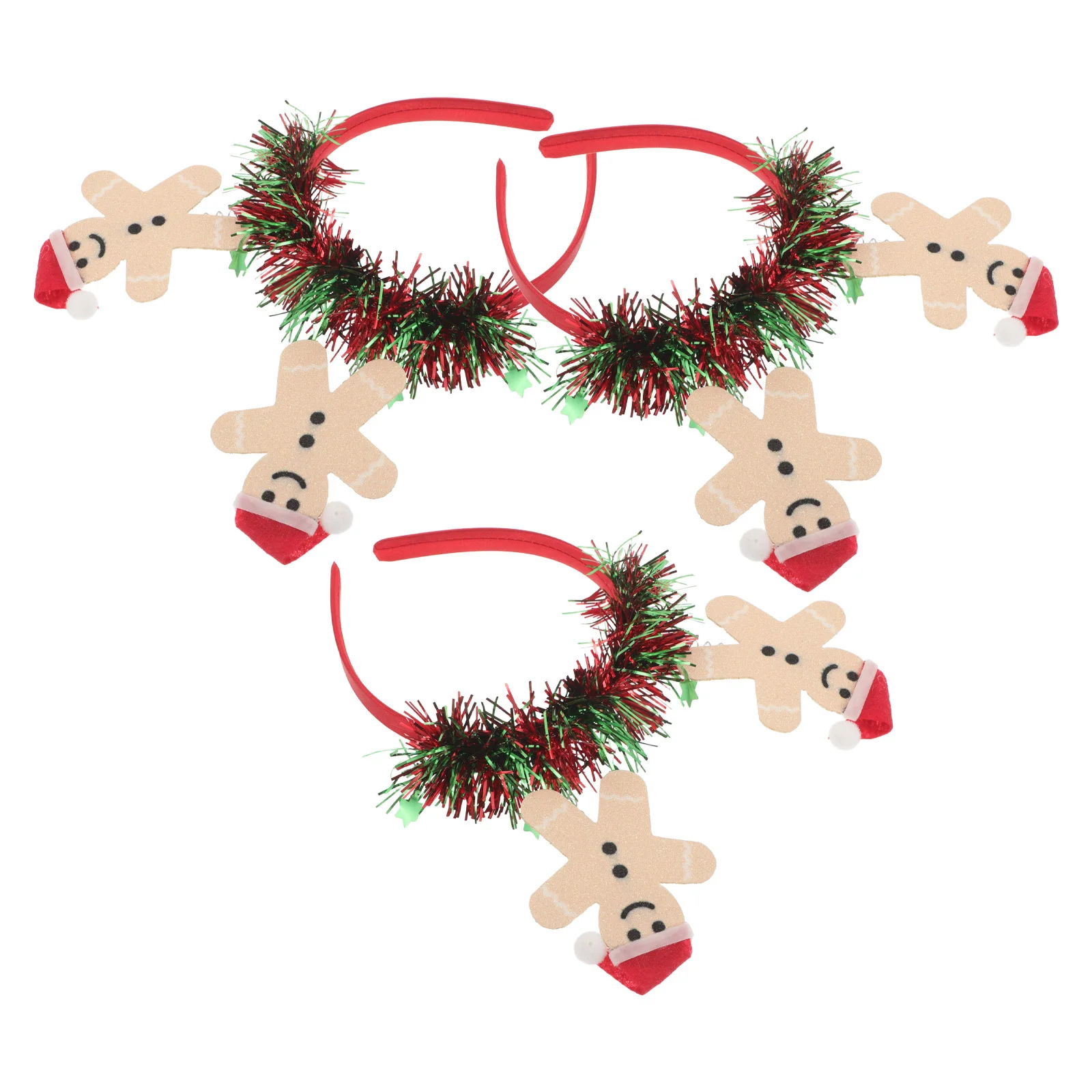 

3Pcs Gingerbread Headband Holiday Headwear for Christmas Parties Fun Photo Booth Props Women Girls Cheerful Party Supplies