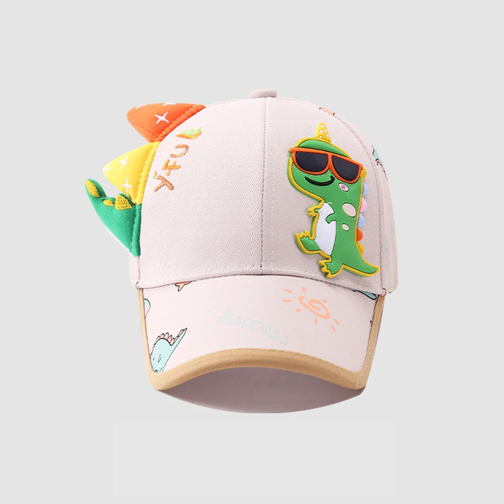 Children's Hats Spring New Leather Label Dinosaur Cartoon Baseball Caps For Boys And Girls Cool Shade Casual Cap