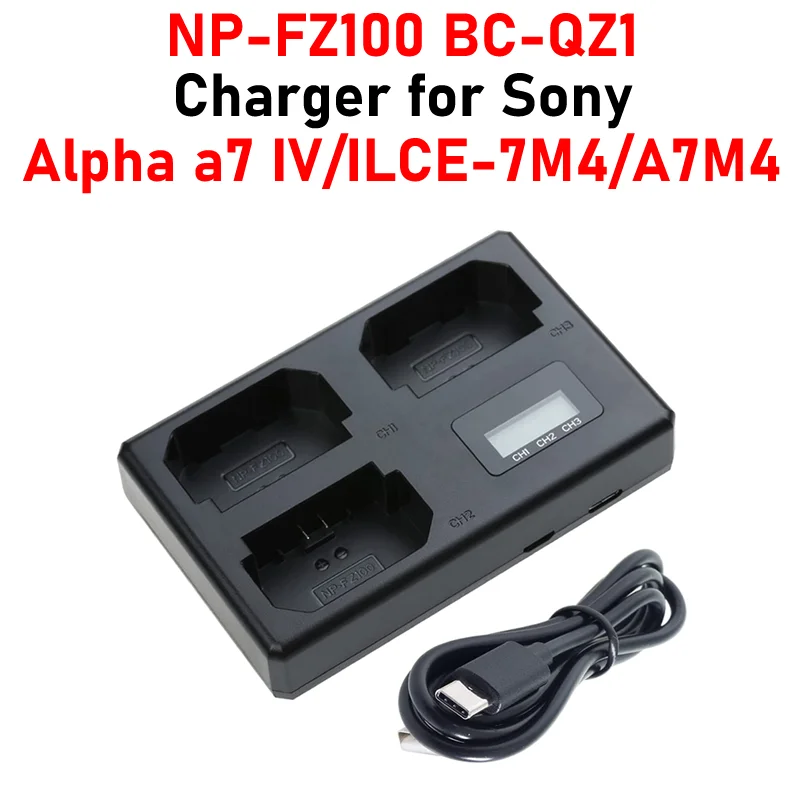 A7figured chargeur NP-FZ100 chargeur mural BC-QZ1 chargeur de voiture USB touristes chargeur USB triple chargeur de batterie pour Sony a7IV A7figured chargeur