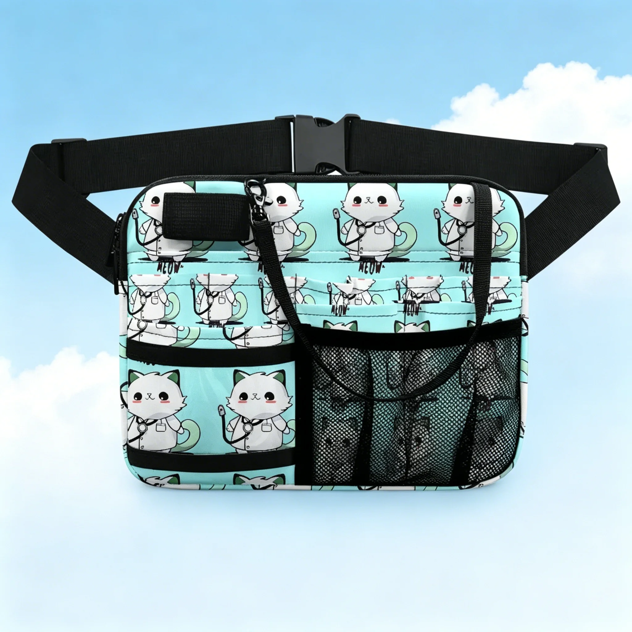 

Cartoon Cat Doctor Fanny Pack, Multi-Pocket Waist Bag for Vet Nurses, Animal Lovers, Cute Medical Organizer Belt Bag Gift