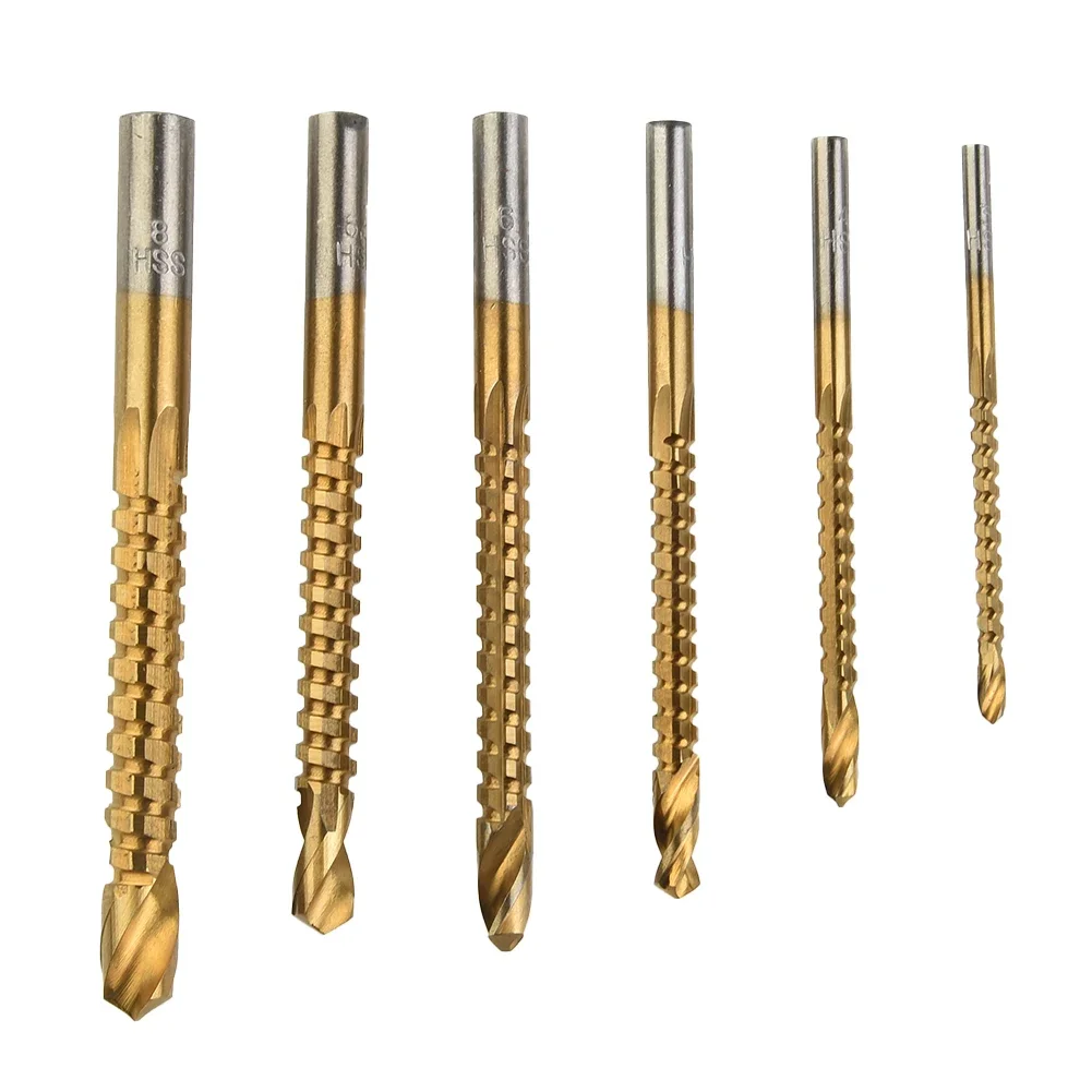 

6pcs/Set Drill Bits HSS High Speed Steel Titanium Coated Drill Bits 3mm, 4mm, 5mm, 6mm, 6.5mm, 8mm Tools Parts