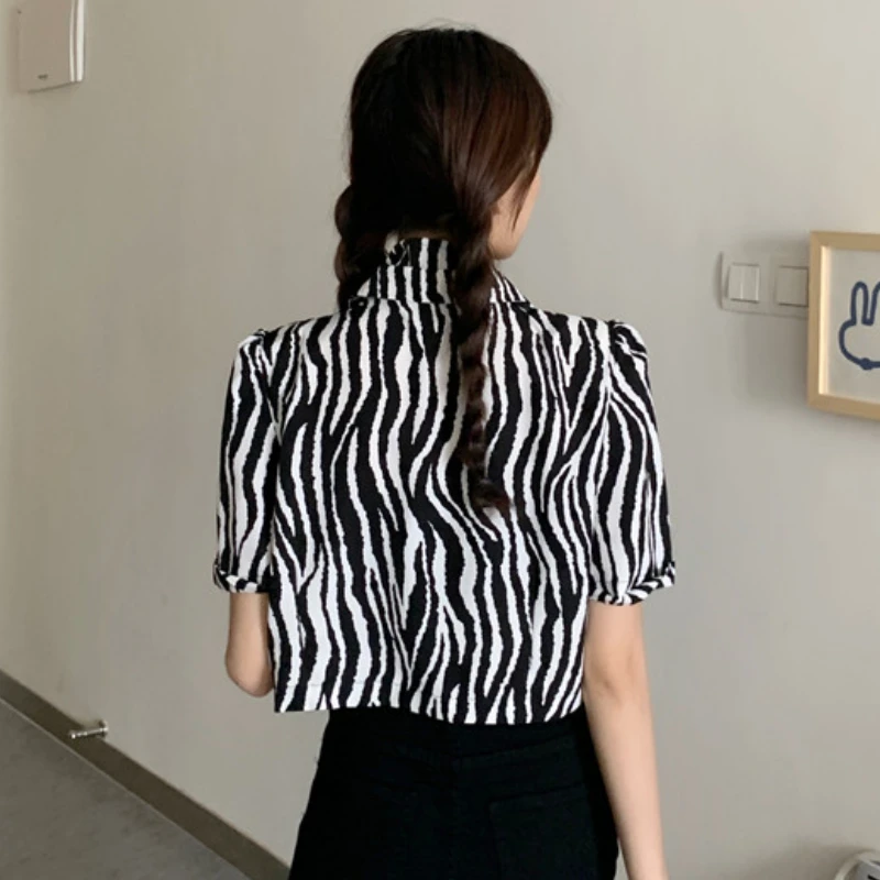 Summer Shirts for Women Cool Leopard Print Design Vintage Crop Tops Fashion Personality Streetwear Breathable Soft Basic Ulzzang