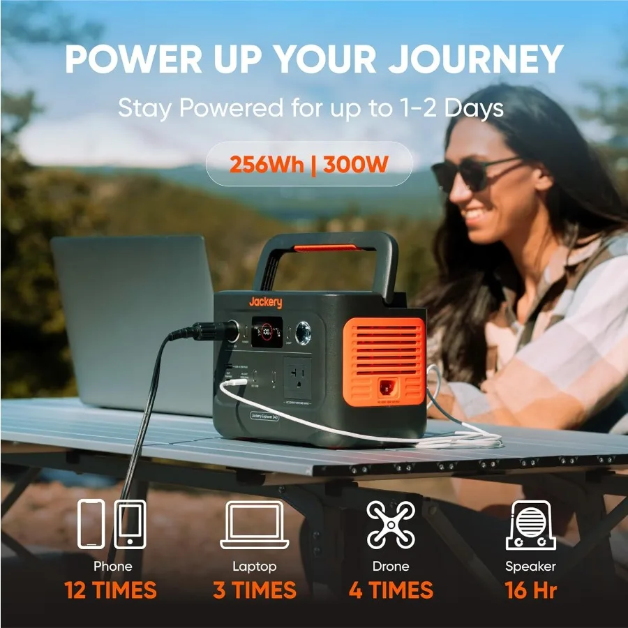 Jackery Explorer 240 v2 محطة طاقة محمولة 256Wh LiFePO4 بطارية مع مخرج 300 وات تيار متردد/100 وات USB-C شحن سريع 1 ساعة متعدد الاستخدامات #3