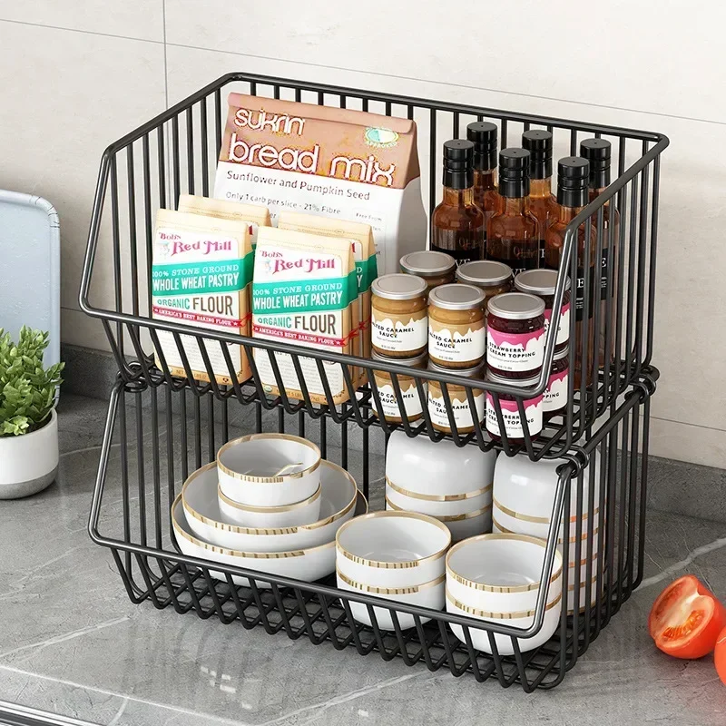 Kitchen Storage Rack, Floor To Floor, Multi-layer Household Movable Cart, Fruit and Vegetable Basket, Snack Toy