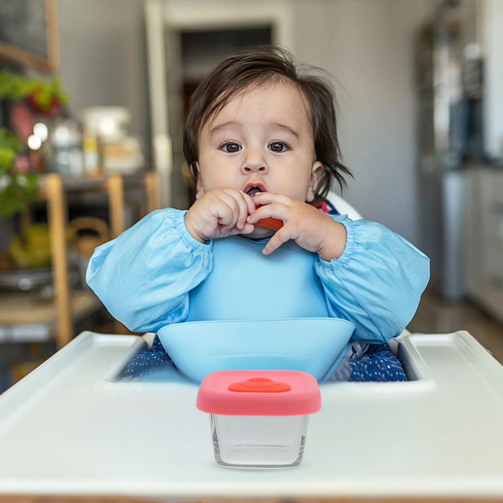 

Baby Scale Glass Bowl Assist Food Bowl Kitchen Storage Portable Preservation Box Lid Design Compact Lightweight Safe for Toddler