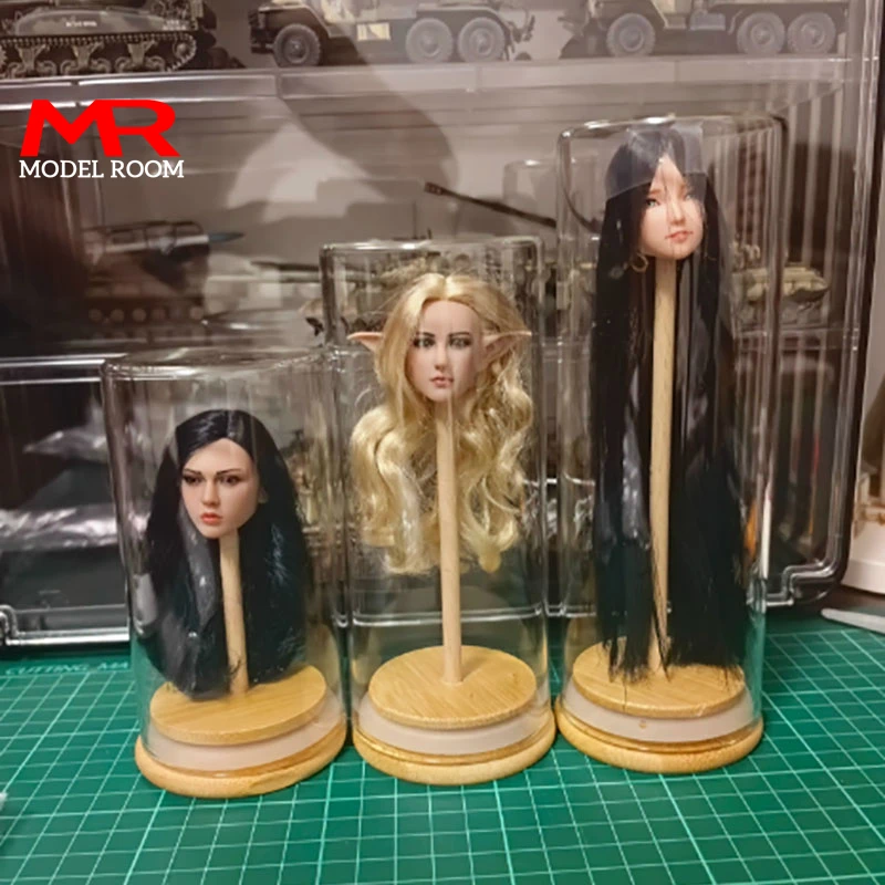 In Voorraad 1/6 Hoofd Beeldhouwen Display Stofbescherming Cover Glazen Opbergdoos Voor 1:6 Mannelijke Vrouwelijke Soldaat Bjd Hoofd Carving Modellen