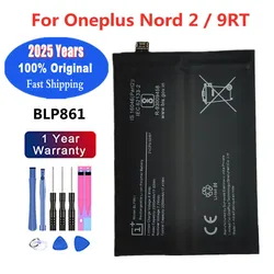 2025 Years 100% 4500mAh BLP861 Original Battery For 1+ One Plus Oneplus Nord 2 Nord2 / 9RT Phone Replacement Bateria
