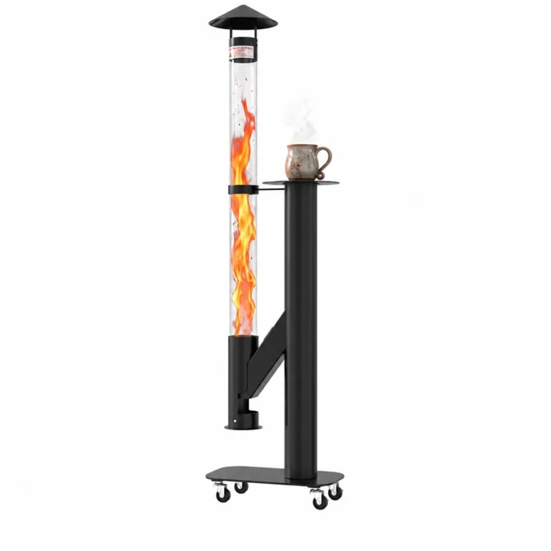 Outdoor Pellet Patio Heater, 71.2 in Glass Fire Tube,Ash Box,Casters