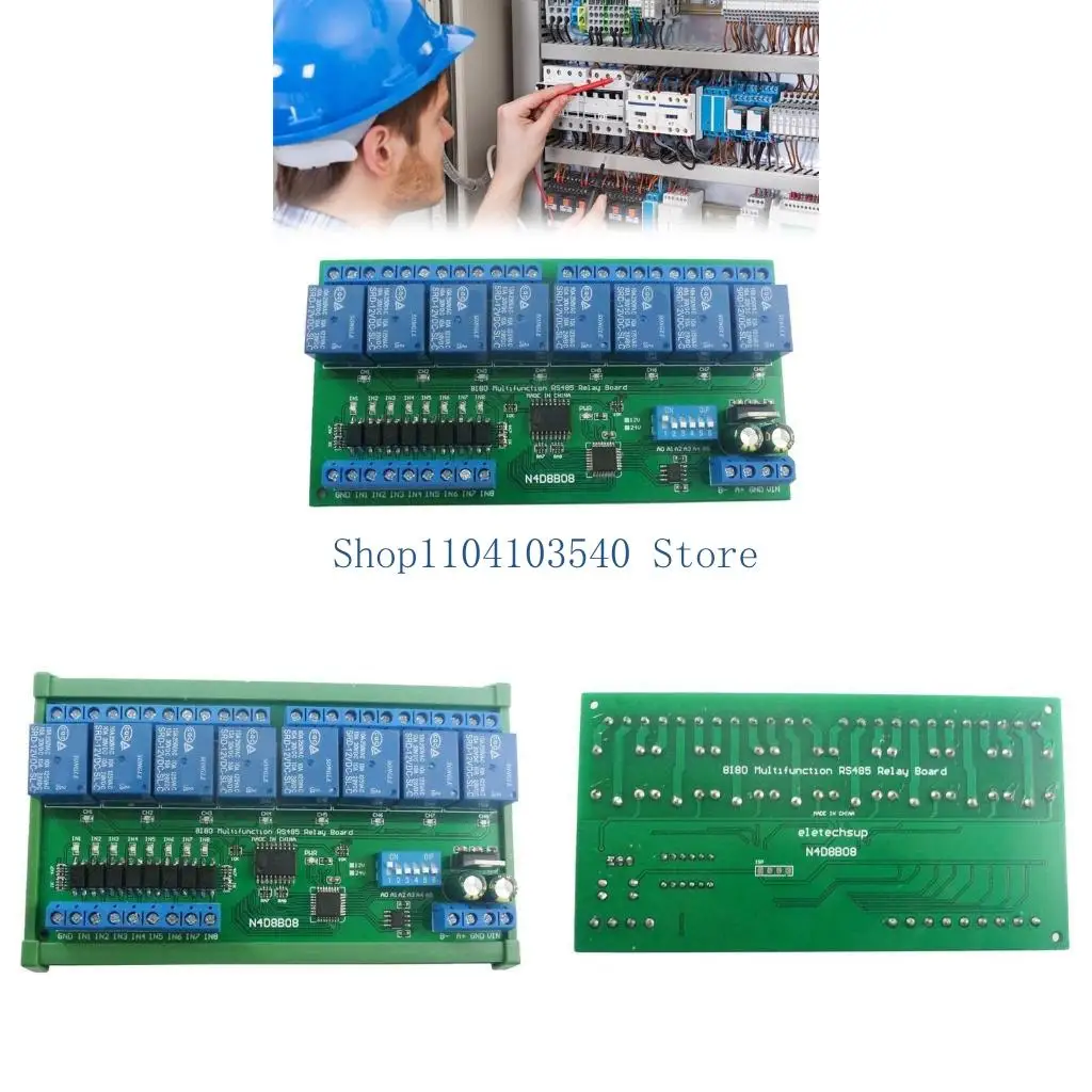 

02DC 8-канальный релейный модуль большой емкости с связью RS485 8-канальный модуль управления RS485 Многофункциональный для