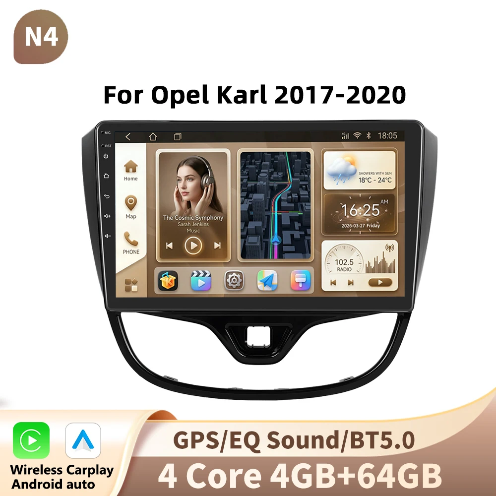 Podofo 2 Din Draadloze Carplay Android Autoradio Multimidia Video Speler Voor Opel Karl 2017-2020 Gps-navigatie 2din Auto stereo