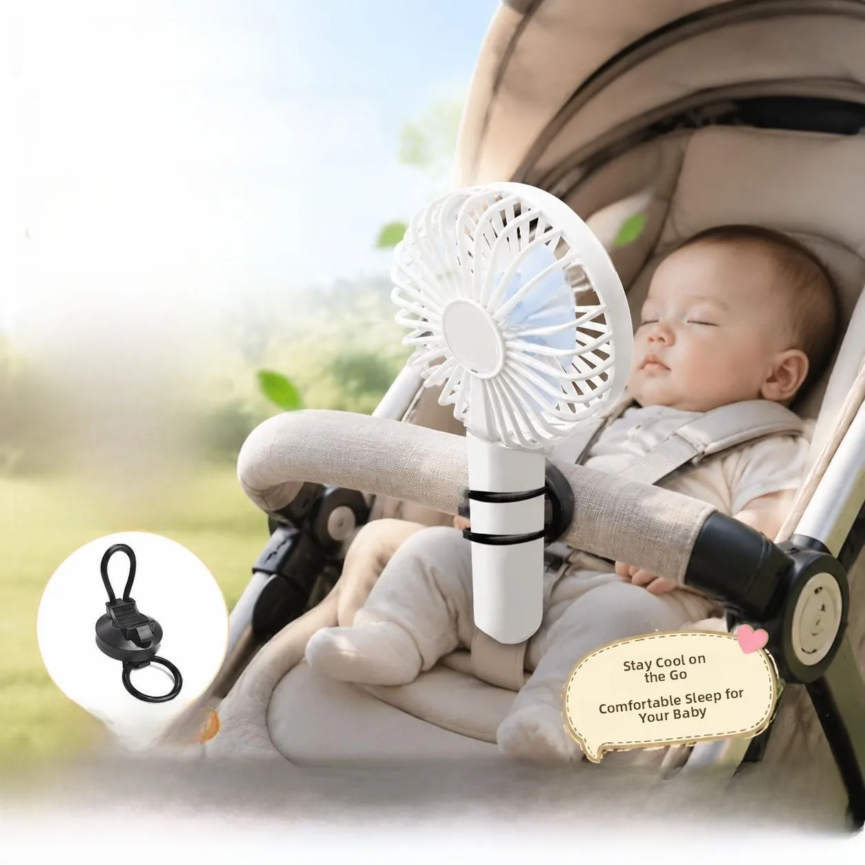 

Portable Handheld Baby Stroller Fan Stand Car Fan Rotating Clip-On Fixed Holder Tower Fan for Children Office Use