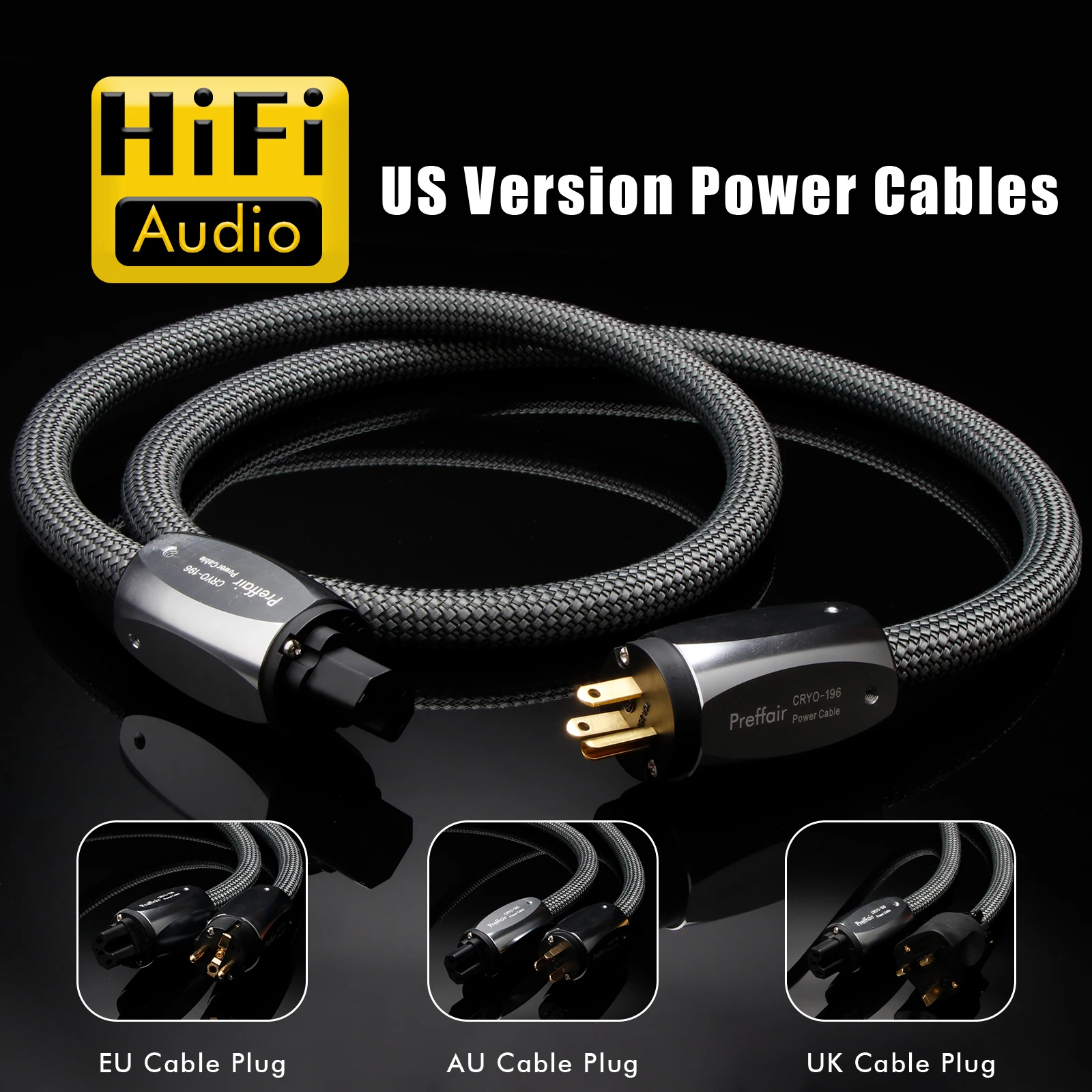 CRYO-156 Power Cord IEC320 C15 Power Cable EU/US/AU Standard Audio CD Amplifier Amp UK Power Cables EU US Plug