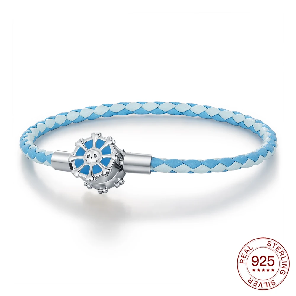 

Браслет из серебра 925 пробы, пиратский корабль, руль, кожаный браслет из веревки для оригинальных бусин, ювелирные изделия для женщин, изготовление ювелирных изделий своими руками, подарок