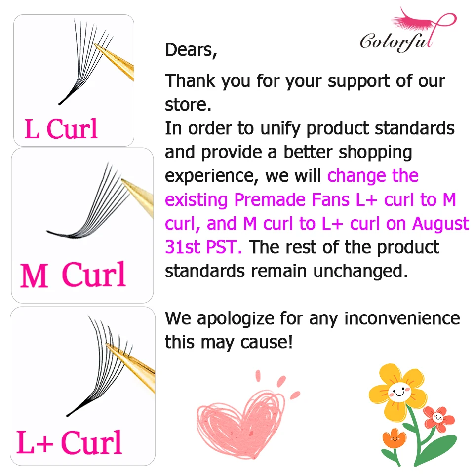 L M Curl Volume Promade พัดลมขนตา Sharp Stem บาง Pointy ฐาน Faux Mink Premade รัสเซียขนตา Super พัดลมแต่งหน้า Cilio