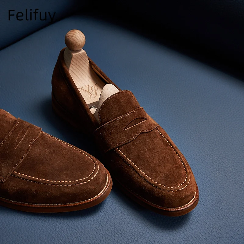 Coffee Color Men Genuine Leather Flat Shoes Formal Office Dress Shoes High Quality Party Wedding Footwear Oxfords Loafers