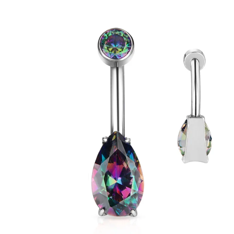 G23 Titanium Big Water Drop Navel Piercing Ombligo AAA Zircon Navel Ring Belly Button Rings Pircing Nombril Dance Party Jewelry