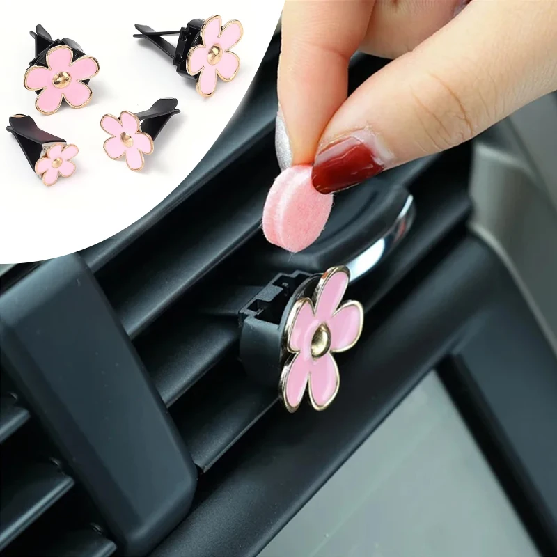 4PCS Little Daisy Perfume Clip Charming Car Vent Air Freshener Pendant Creative Girlish Style Automotive Interior Accessory
