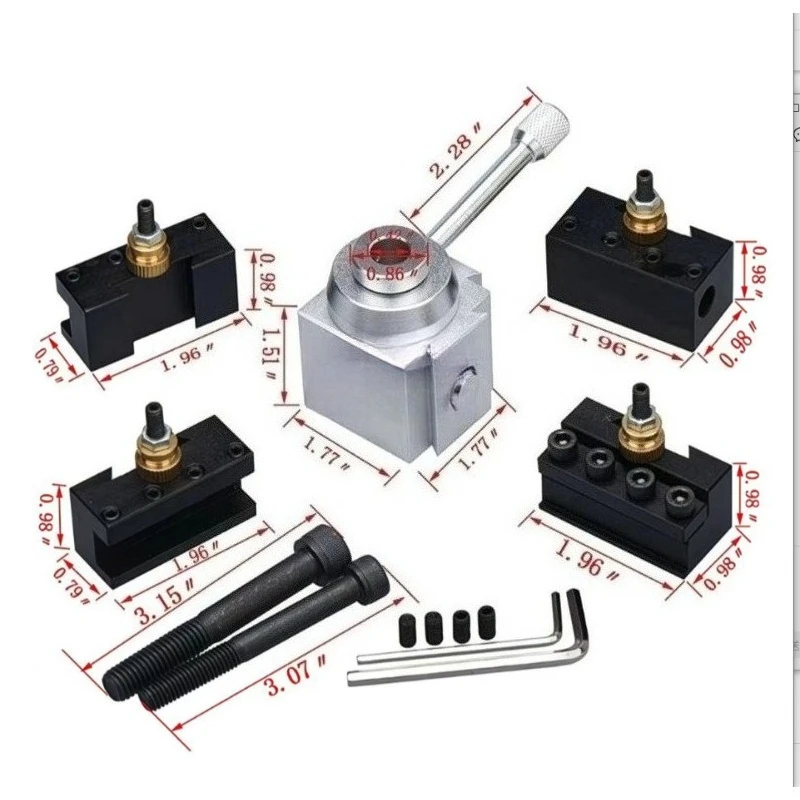 Facing  Quick Change Tool Mini Lathe Post Holder Kit Handle Angle Workpiece