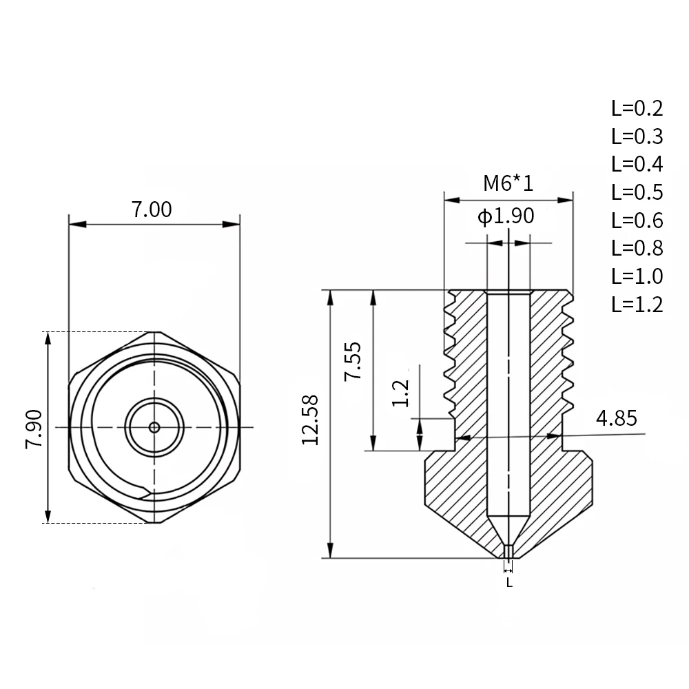 Rampas 1 pces e3d v5/v6 bocal de alta temperatura resistência de bronze sprinkler 0.2/0.3/0.4/0.5mm filamento de 1.75mm para peças de impressora 3d