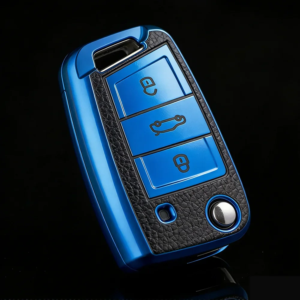 

Leather TPU Car Key Case Protection Bag For VW Volkswagen Golf 7 MK7 Tiguan MK2 SEAT Ateca Leon FR 2 Ibiza For Skoda Octavia A7