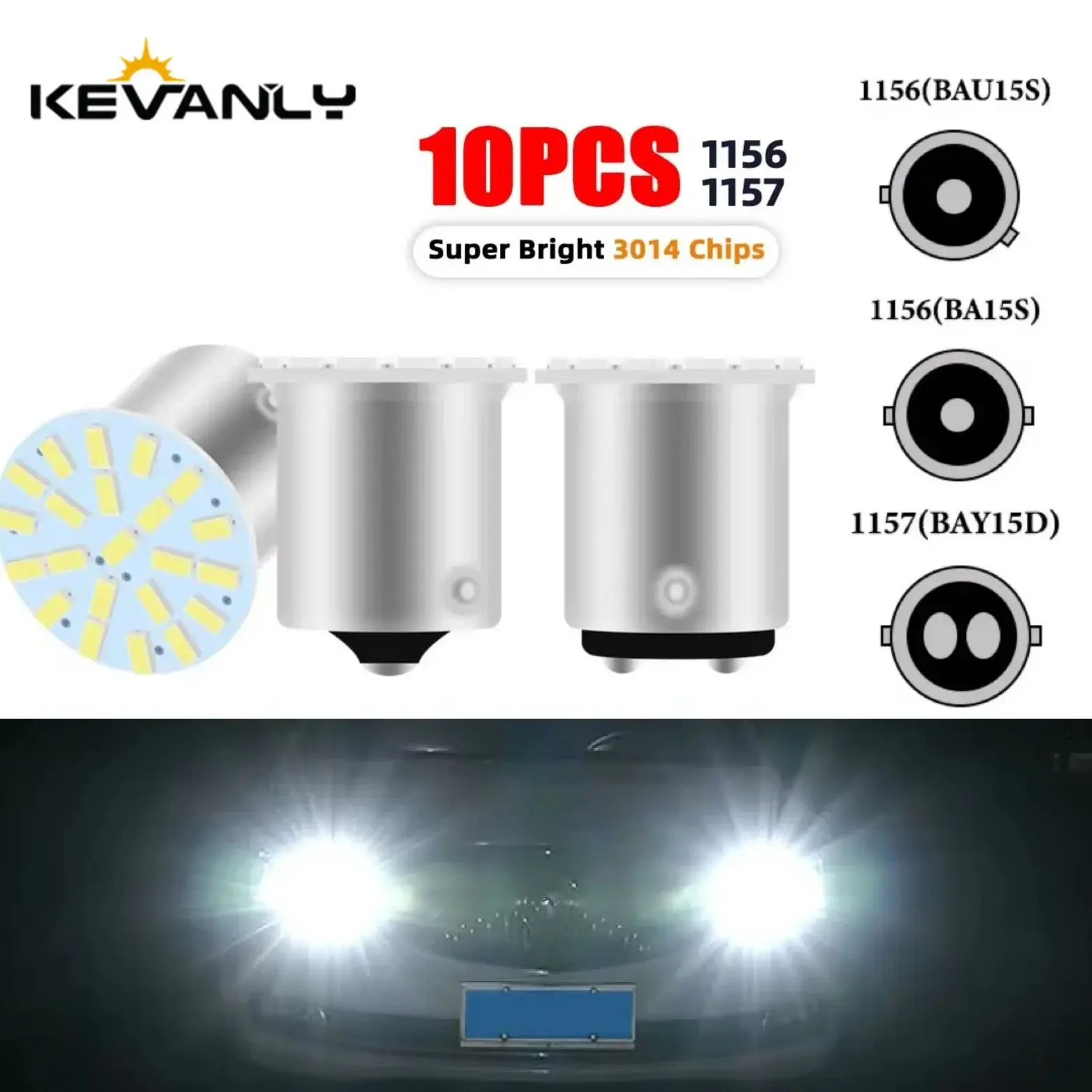 10PCS 1156 BA15S 1157BAY15D LED Bulbs 22SMD Canbus Car Lamp Brake Tail Parking Light Turn Signals Light White 12v Universal