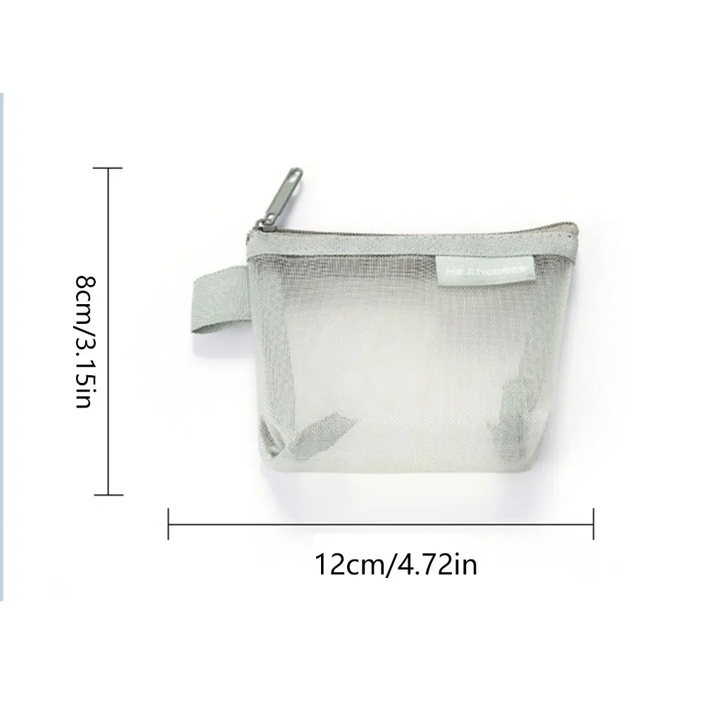 Mini Mesh Coin Bags ID Credit Card Holder Clear Zipper Small Makeup Case Cosmetic Bags Earphone Data Cable Storage Bag