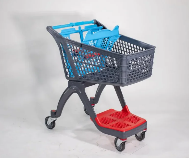 

100 Liters Red Plastic Supermarket Store Hand Shopping Cart Trolley Cart