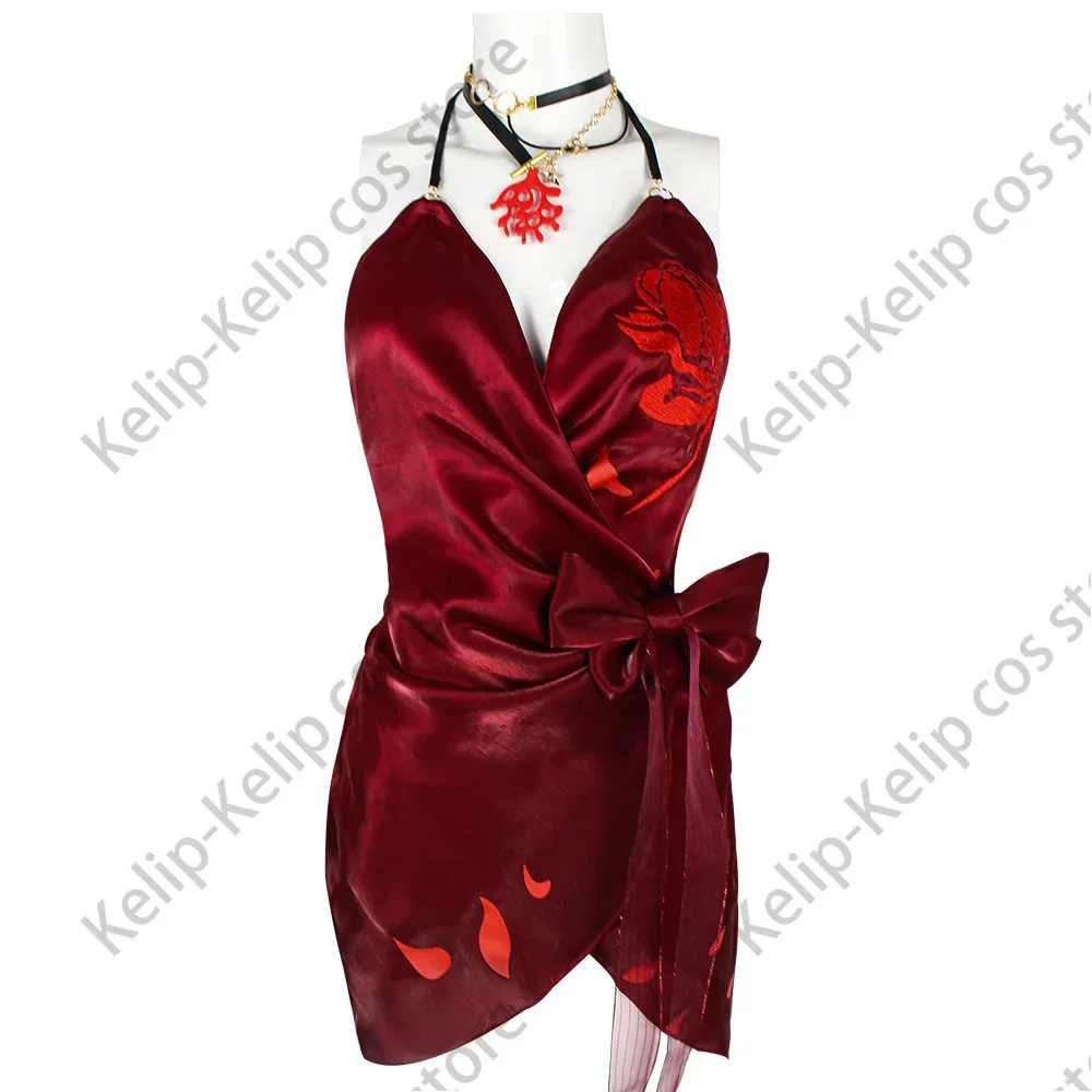 Anime Game Naraka: Bladepoint Viper Ning Cosplay Costume Red Swimsuit Bikini Dress Wig Woman Sexy Summer Day Carnival Suit