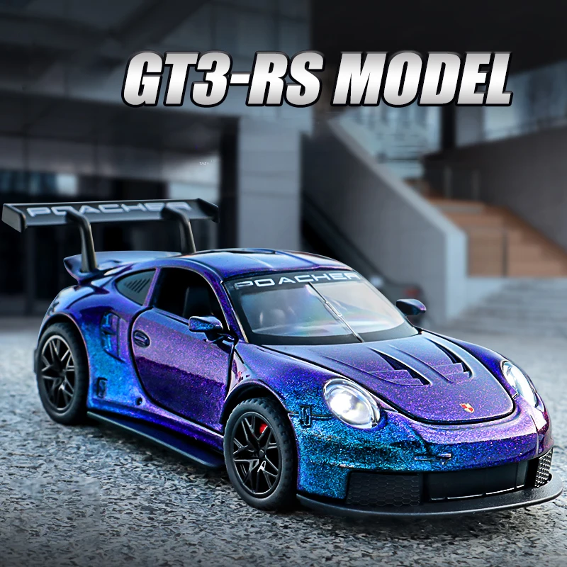 

1:32 911 GT3 RS модель автомобиля из сплава, игрушечный автомобиль, литье под давлением, металлическое литье, звуковой и световой автомобиль, игрушки для детей, автомобиль