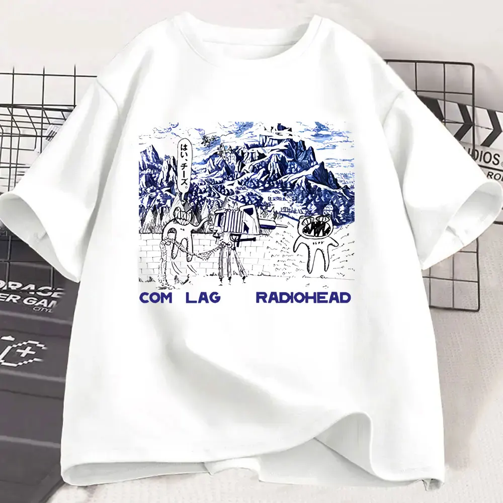 

Rock Band Radiohead Com Lag Merch 2026 T Shirt Men Women Summer Gothic Casual Cotton T-shirts Hip Hop Oversized Short Sleeves