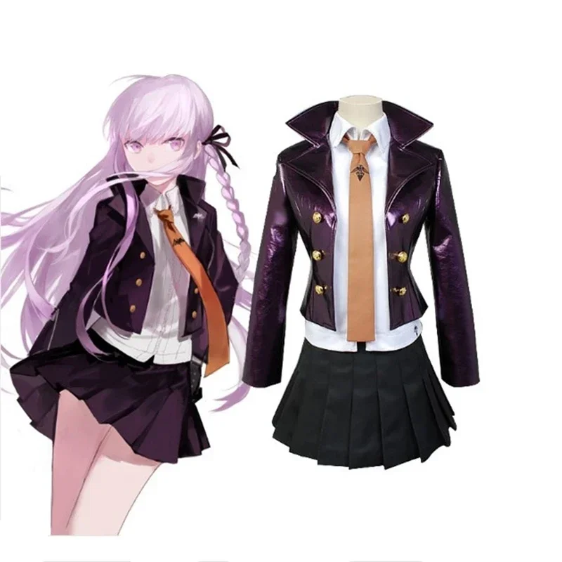 Lacauchcos anime Danganronpa Kyoko Kirigiri cosplay costume dress set with women Halloween wig short skirt jacket shirt tie B12