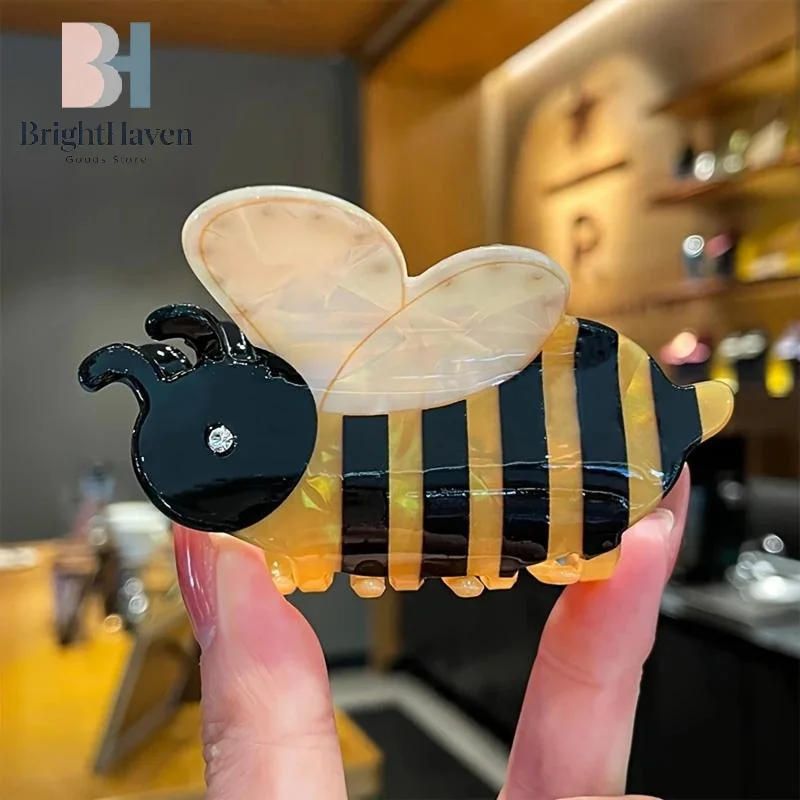 Cartoon Hair Claw For Women Cute Bee Ball Shape Shark Hair Gripper Claw Creative Acrylic Animal Hair Clip Girls Hair Accessories