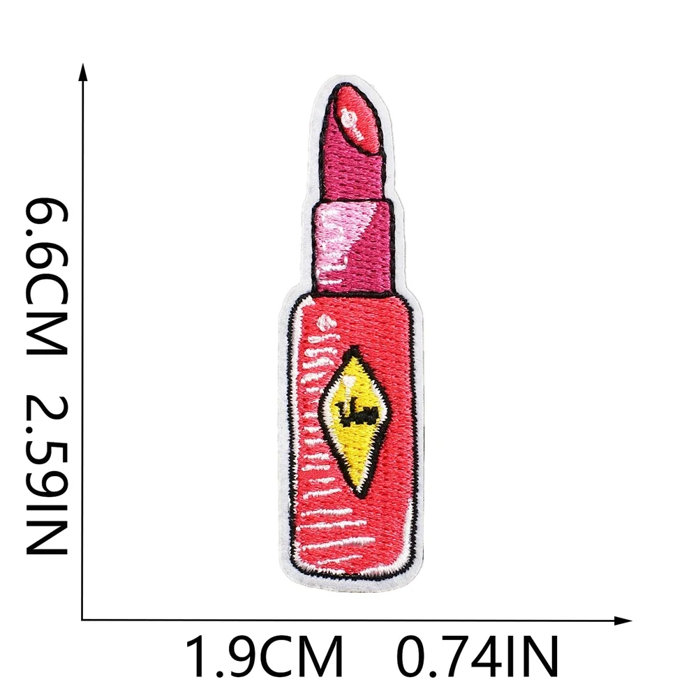 Parche bordado para planchar, parches para ropa, lápiz labial de bolsillo, pegatinas para ropa, costura de tela, aplique adhesivo térmico Fusible