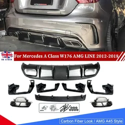 Carbon Look Rear Bumper Diffuser Lip for Mercedes-Benz W176 A200 A45 AMG 2013-18