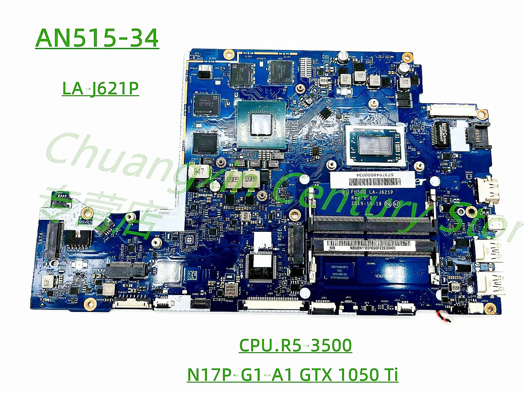 

LA-J621P motherboard is applicable For ACER AN515-34 laptop R5-3500CPU GTX1050 4GB 100% test and delivery