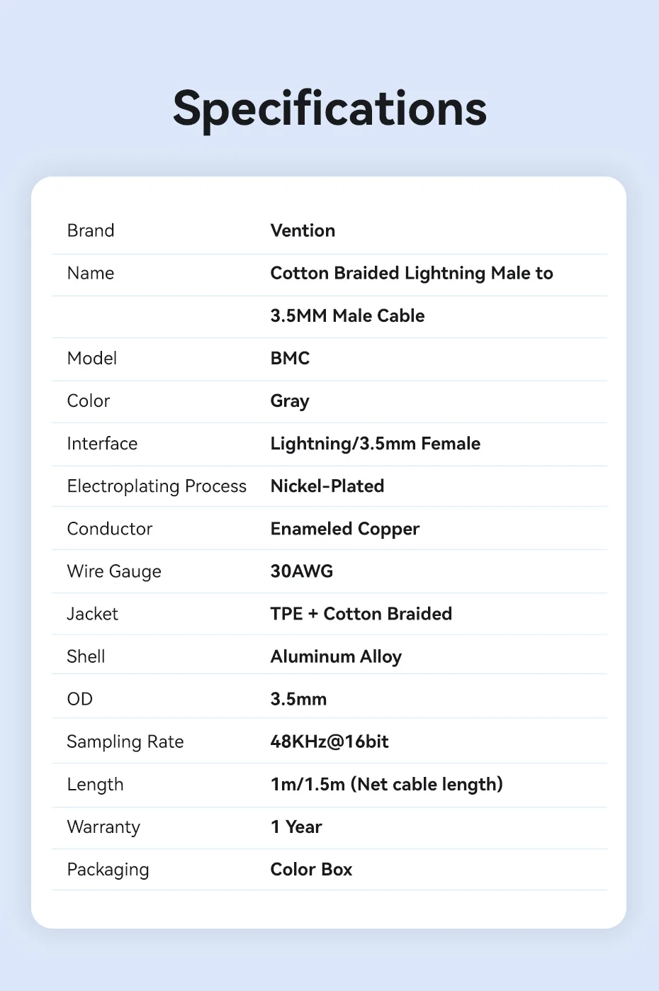 Vention Audio-Adapter für Lightning auf 3,5 mm Kopfhörer-Adapter, DAC-Audio-Musikkabel für iPhone 14, 12 Pro Max, Xr, Aux-Kabel, Telefon – Detail 13