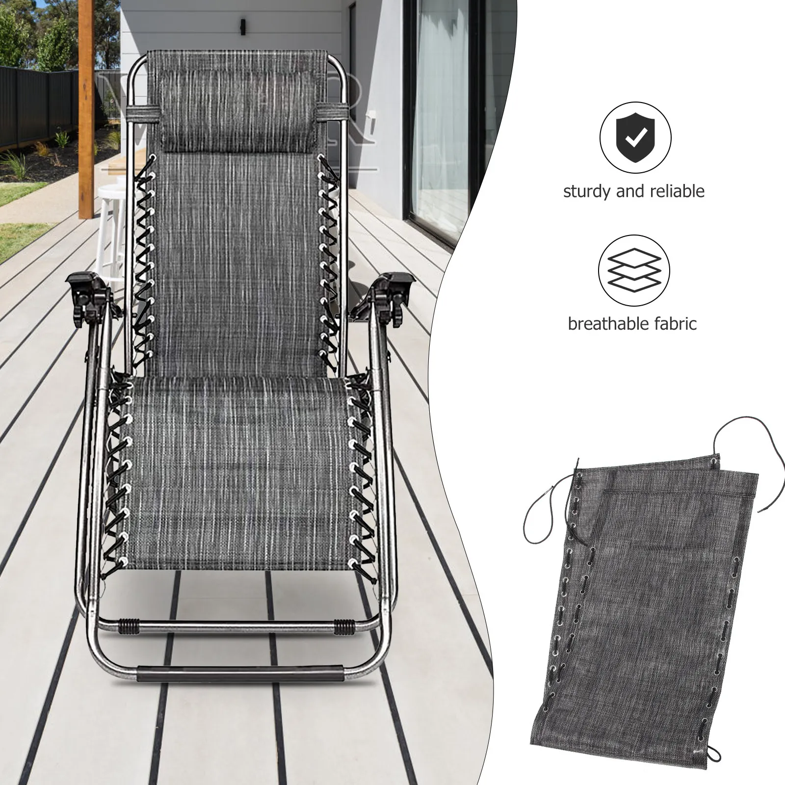 1 set Outdoor Chair Replacement Balcony Deck Beach Portable Cloth Halloween Christmas New Year Fabric Breathable Mesh Folding