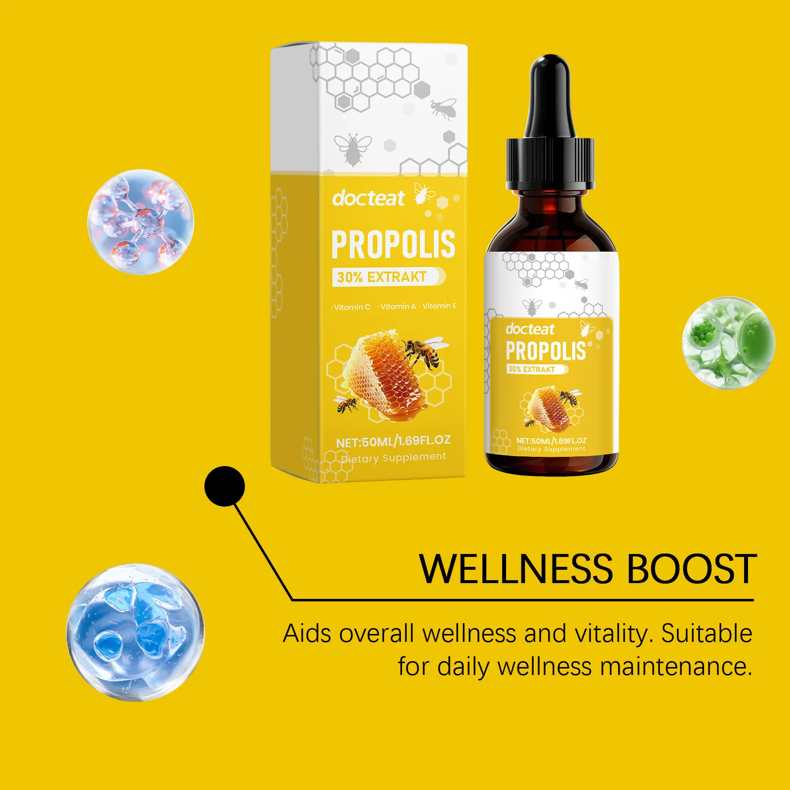 Organic High Purity Bee Propolis Drops Alcohol Free Propolis Extract Liquid Immune System Booster Supplement