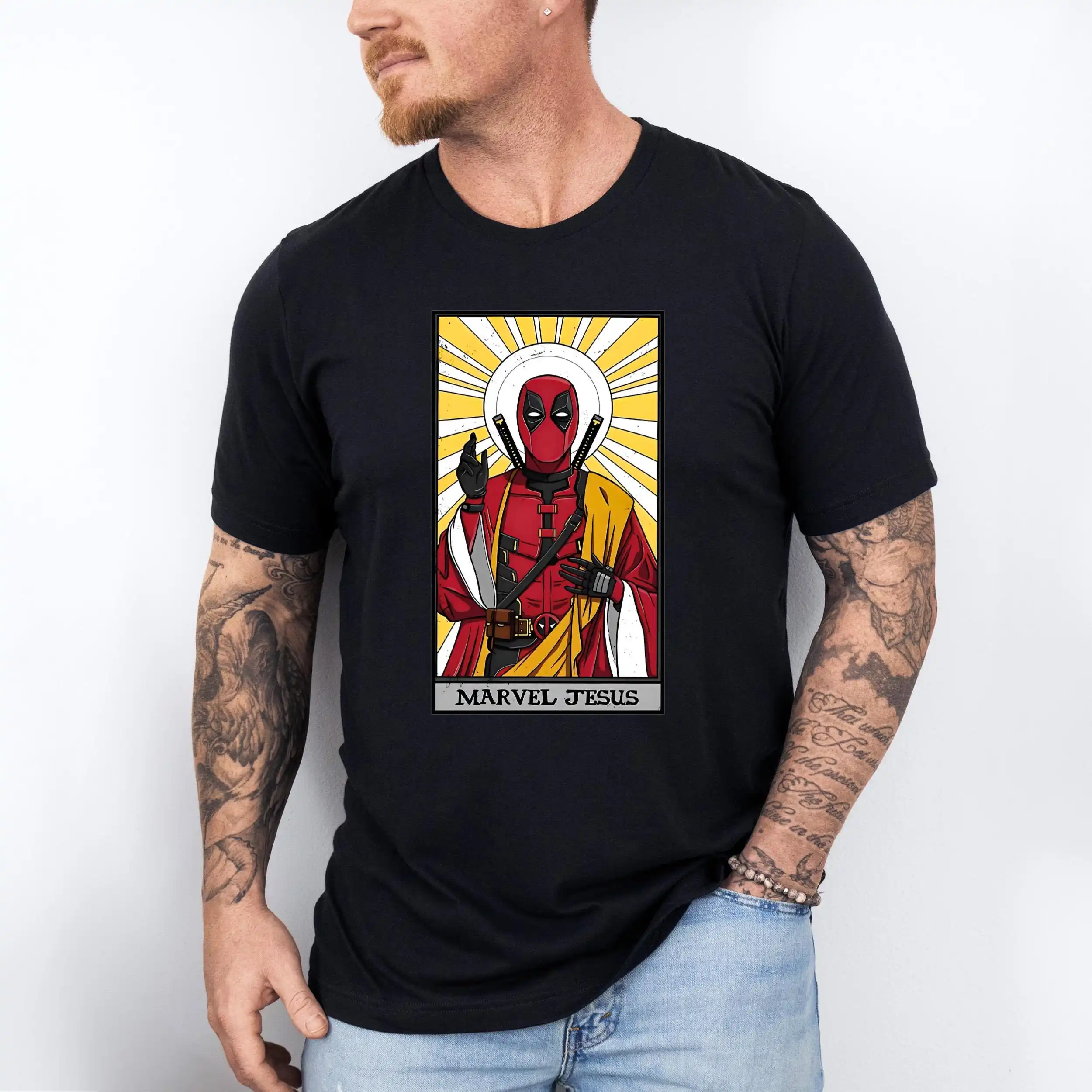 

Marvel Deadpool Graphic Printing Summer Autumn Winter Cotton Men's and Women's T-Shirts Short Sleeves Luxury Outdoor Sports