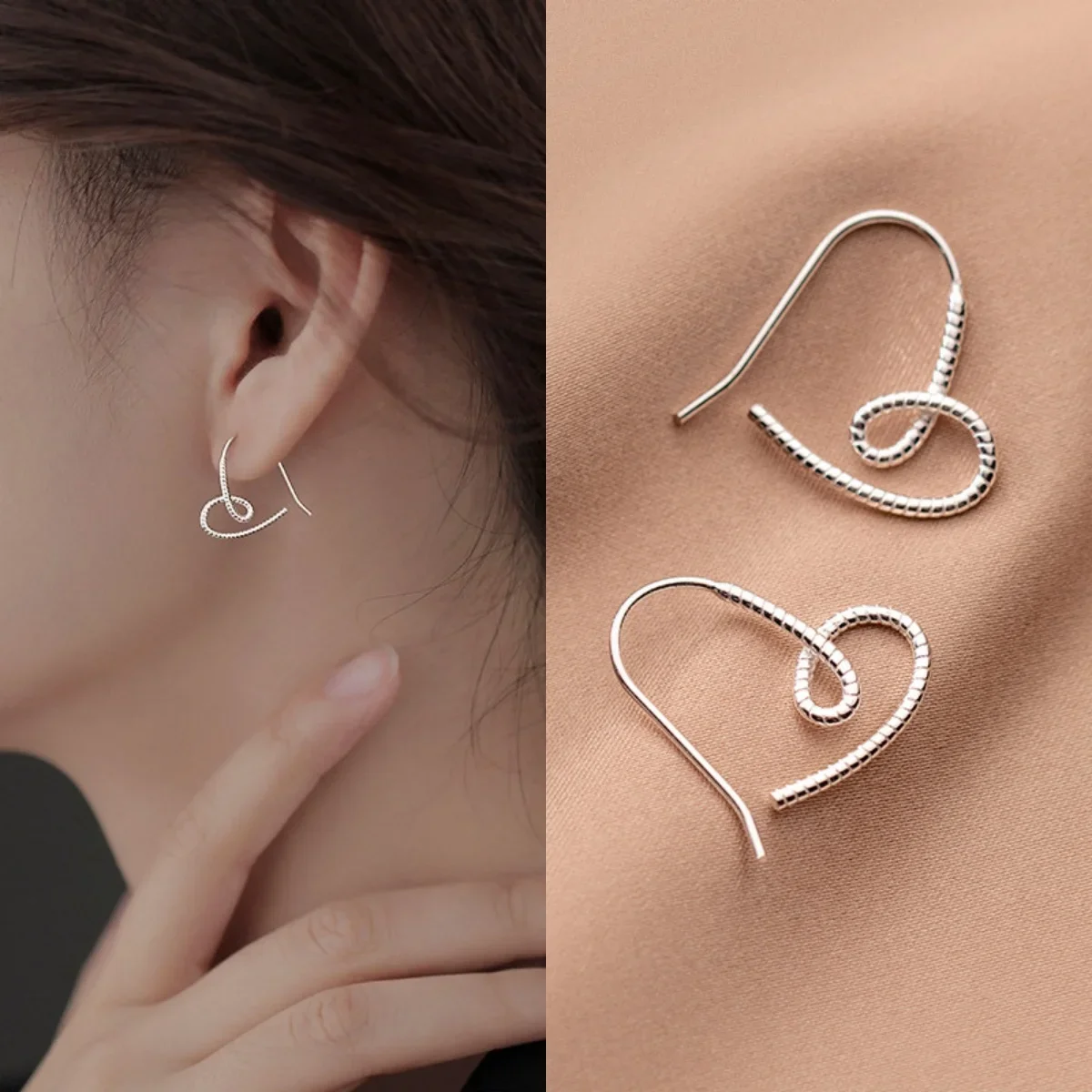 

1Pair New Fashion Silver Heart Stud Earrings for Women, Simple Hollow Cute Heart Earrings, Hypoallergenic Teen Jewelry Gifts for Daily Wear