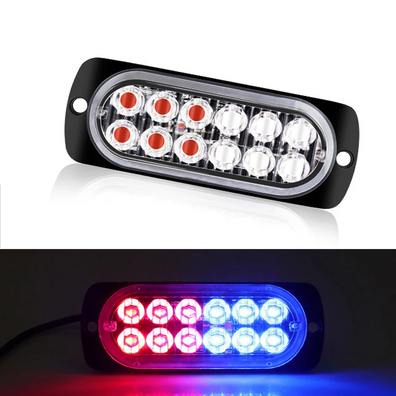 12/24V 2Pcs 12LED Strobe Truck Grille Side Marker Warning Light for Vehicle Boat Light Bar Flash Blinking Lamps