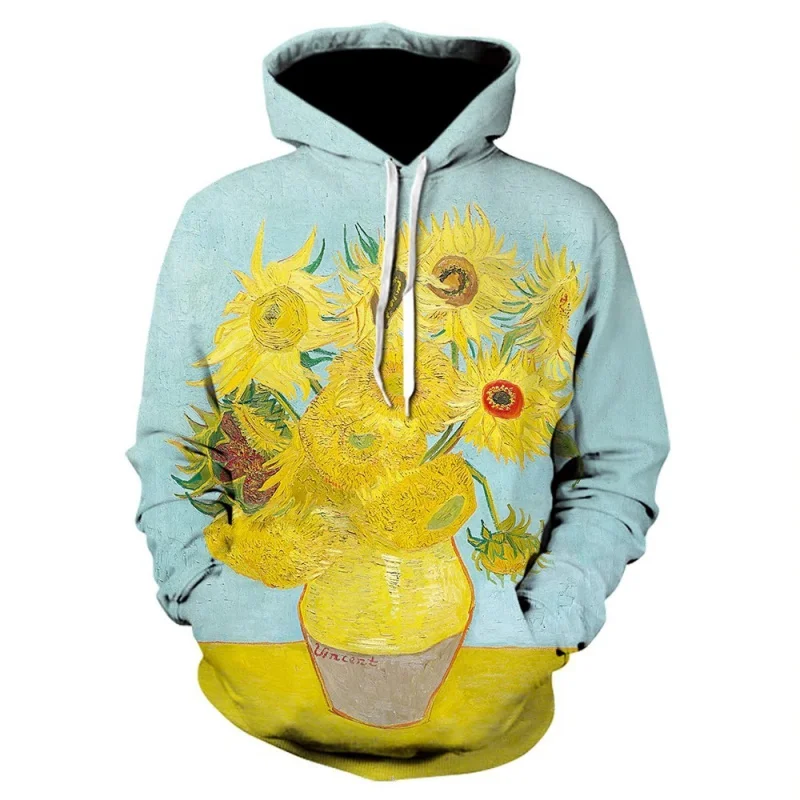 Harajuku Van Gogh oil painting Starry Night 3D print jacket hoodie wo hipster Gothic hat sweatshirt 2024 hoodies