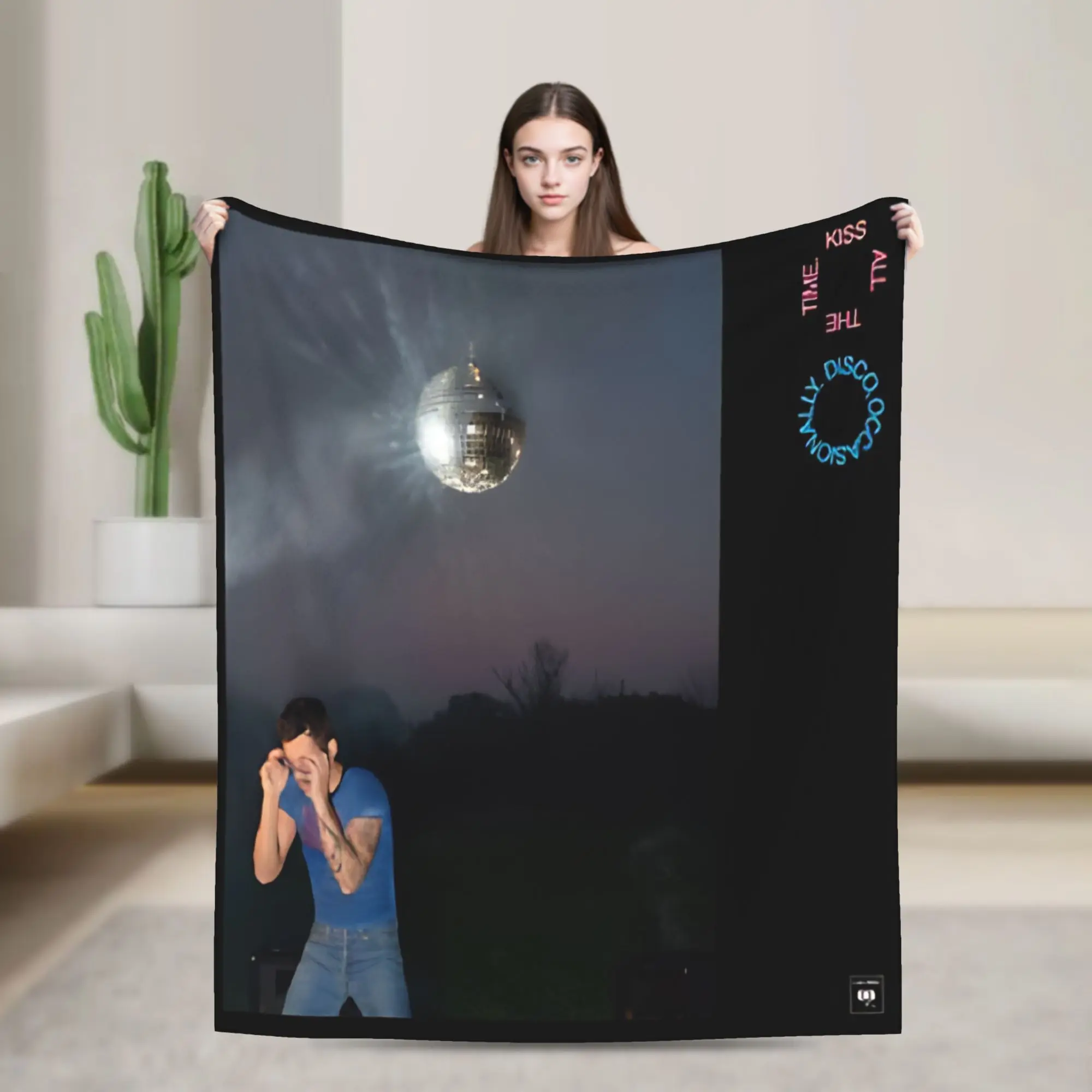 Kiss All The Time Disco Plush Blankets Harrys Singer Styles Funny Throw Blanket for Home 125*100cm Rug Piece