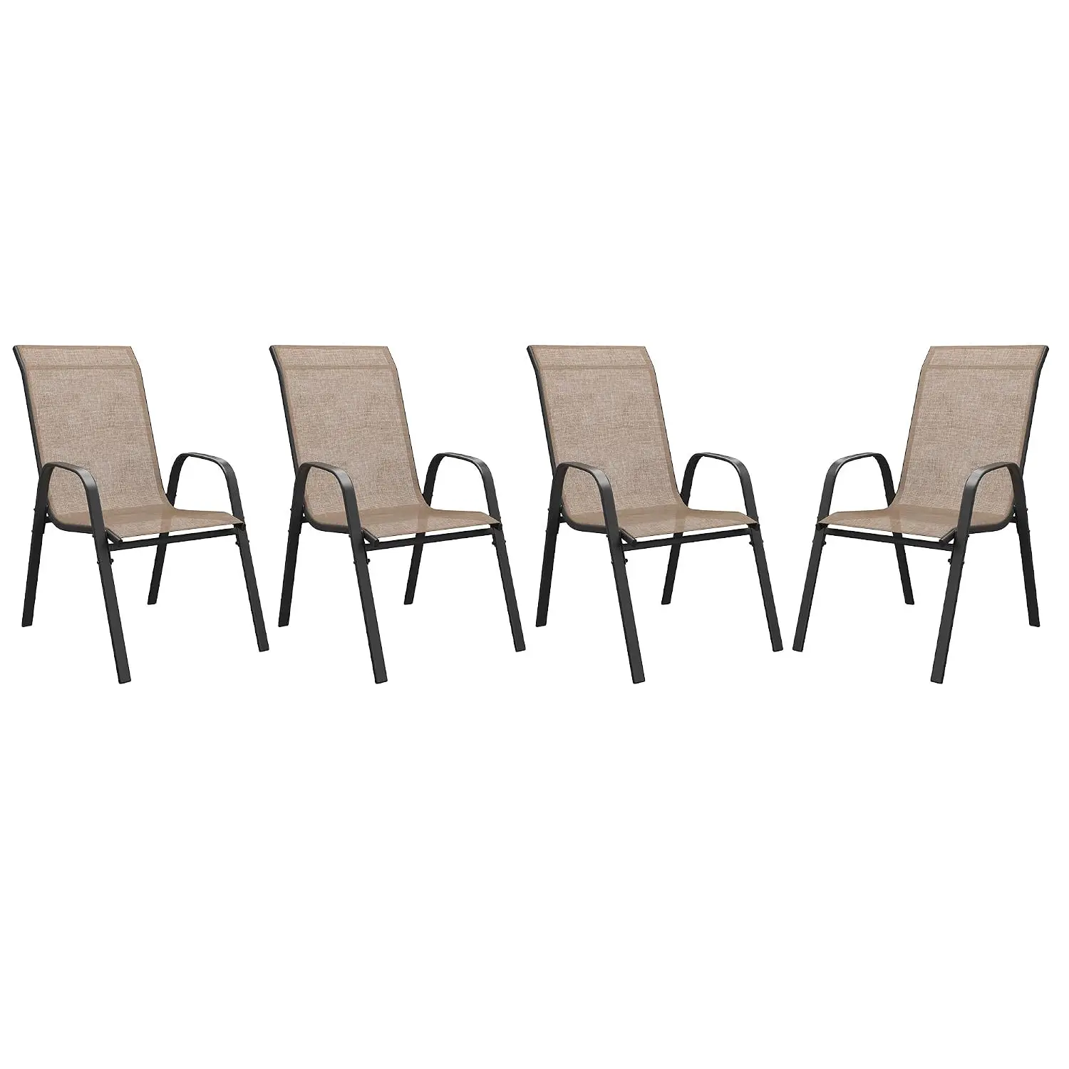 Stackable Patio Chairs Set of 4, All Weather Metal Outdoor Chairs for Deck Garden, Brown, Customized