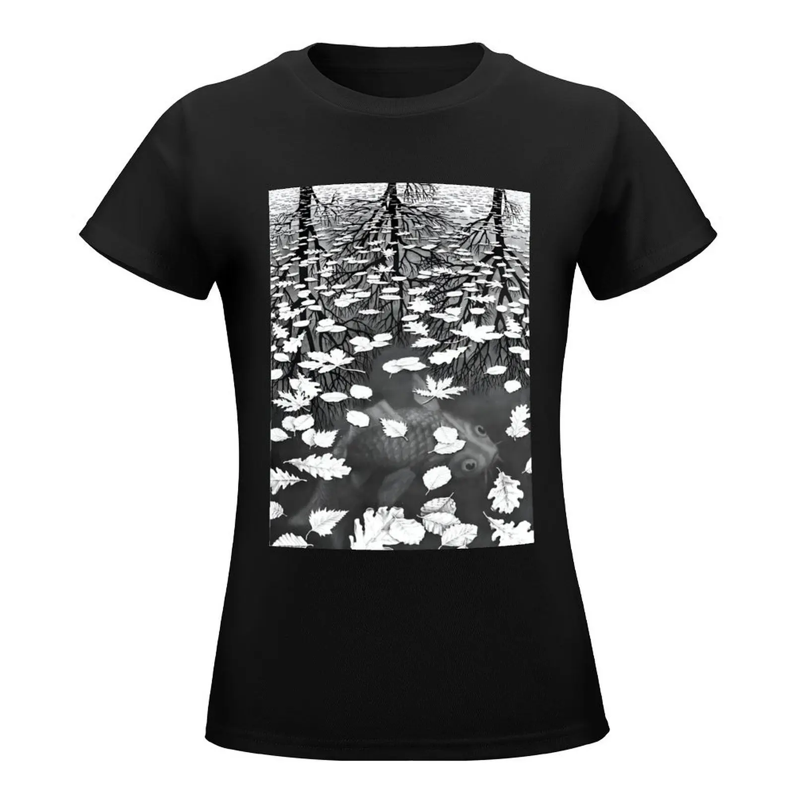 M.C. Escher-T-shirt graphique Three Worlds pour femmes, haut d'été, vêtements pour dames, mode