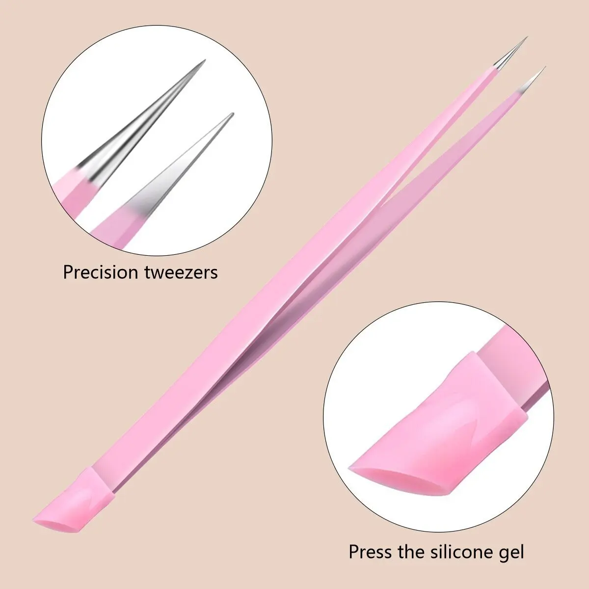 다기능 네일 이중 끝 족집게, 실리콘 압력 바, 스티커, 접착 드릴, 클립 드릴, 눈썹 클립 포함