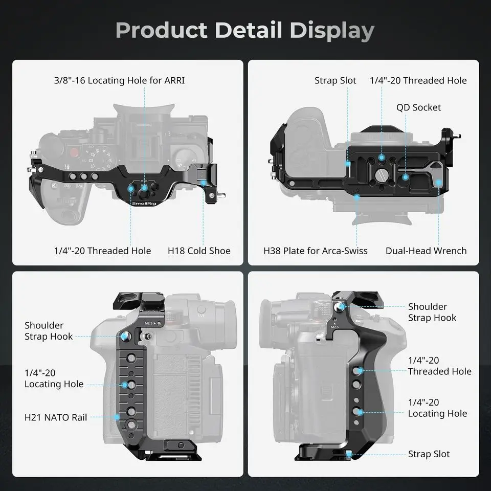 4825 Camera Kit HawkLock Quick Release Cage for  LUMIX GH7/GH6 with Top Handle USB-C Cable Clamp