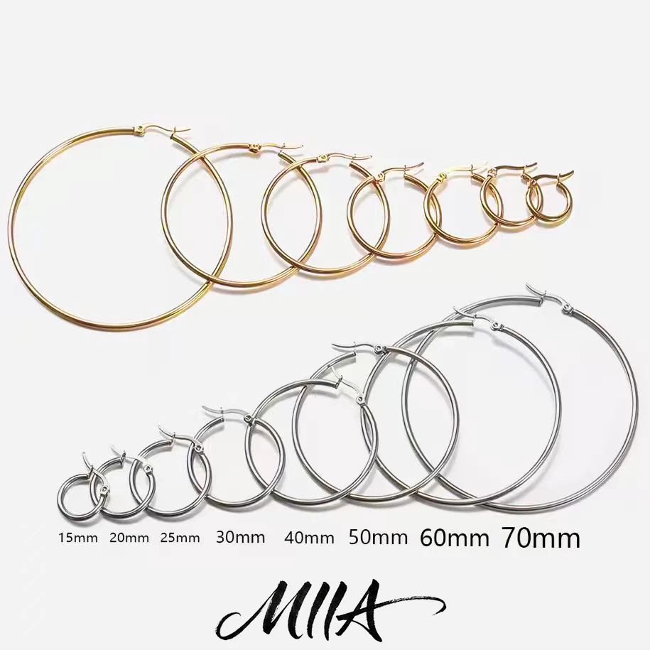 Miia Minimalism Geometric Large Circle Earrings Stainless Steel 18K Gold PVD Plated Daily Classy Waterproof Jewelry Accessory