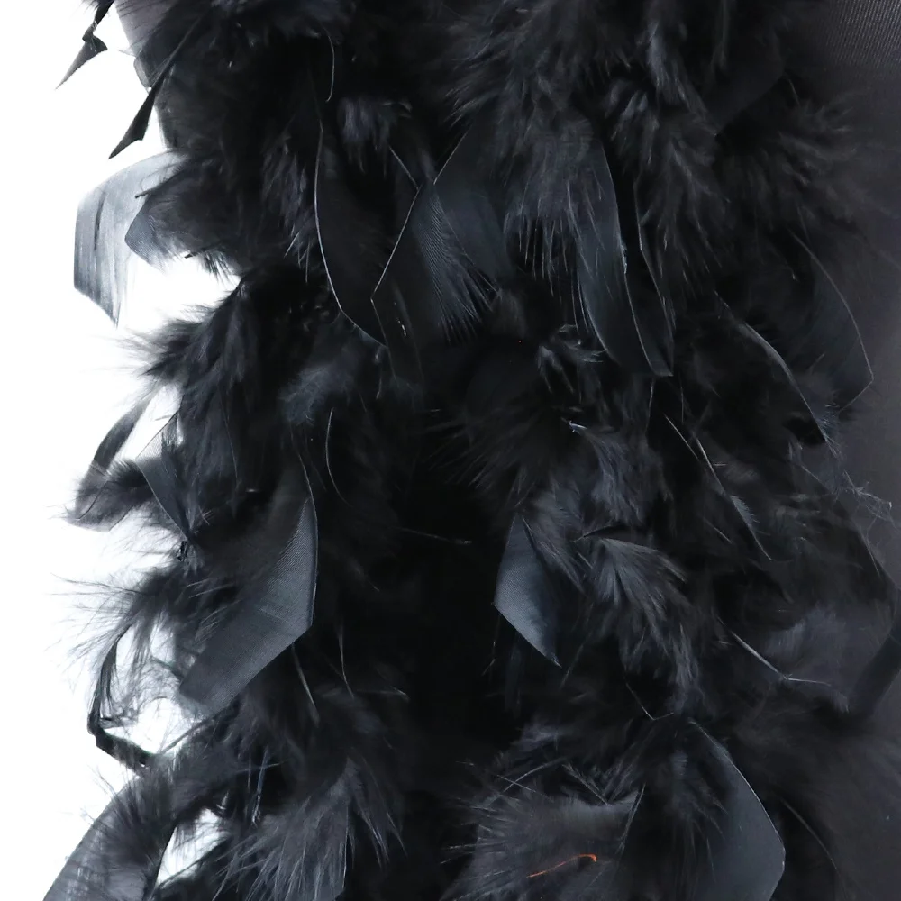 2 Yard Black Turkey Feather Boa Turkey Plumes Shawl Diy Christmas Party Wedding Dress Scarf Clothes Decoration Feather Crafts