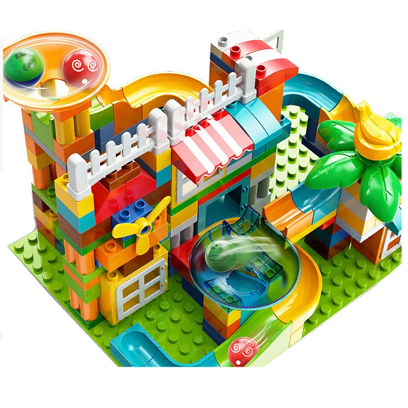 400PCS Large Marble Race Run House Building Blocks Big Slide Slope Turn Funnel Compatible Bricks Parts Children Gift Toys